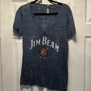 Next Level Apparel Distressed Blue Graphic V-Neck Tee